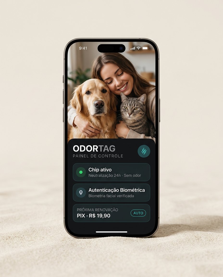 Mockup do aplicativo OdorTag em desenvolvimento